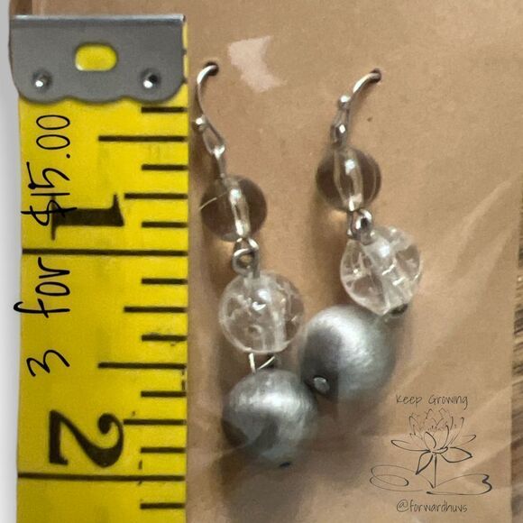 Bundle 3 for $15 Clear & Silver Bead Drop Earrings - Picture 5 of 6